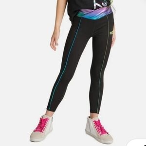 Justice. Black Leggings with Colorful Metallic Accents. Size Large. NWT.